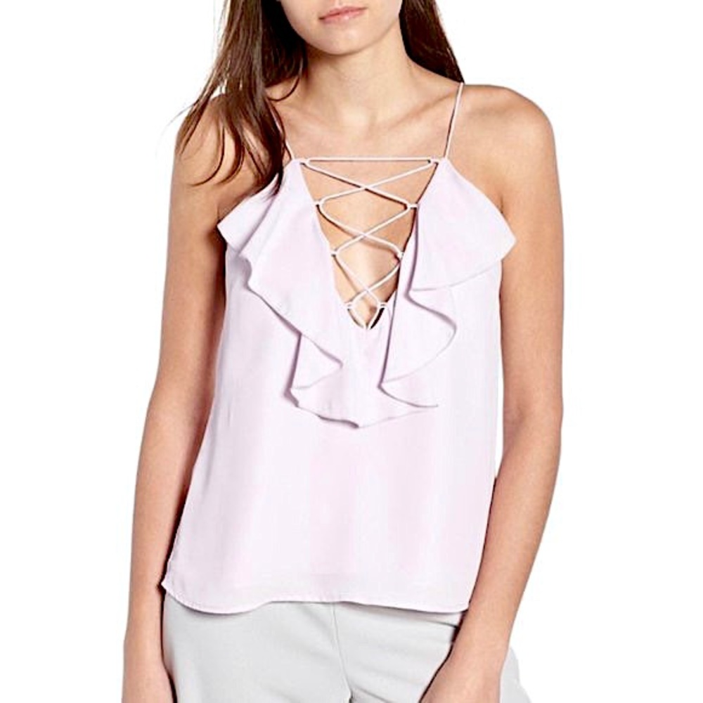 ✨NWT! WAYF Lace Up Ruffle Cami in Lilac